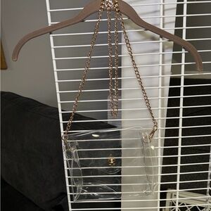 Source Unknown Clear Crossbody Bag with Gold Chain